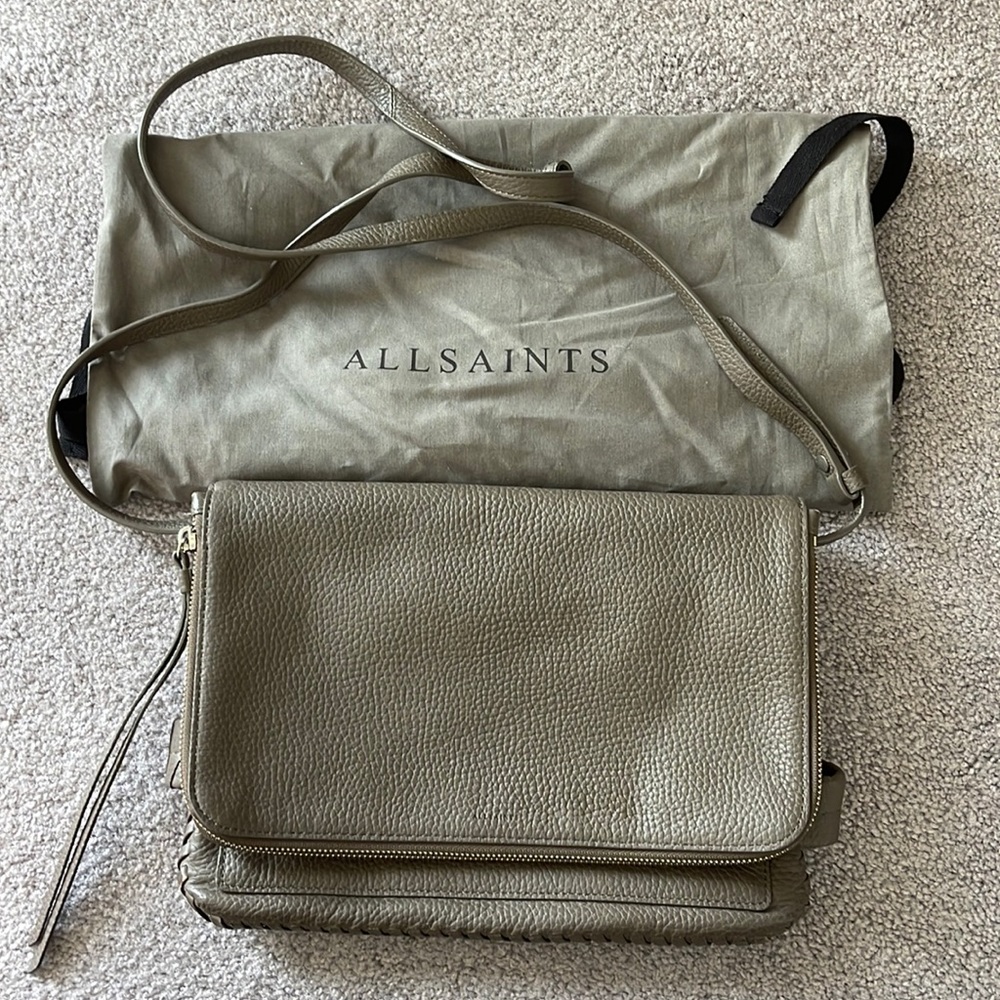 All saints crossbody bag in the color grey